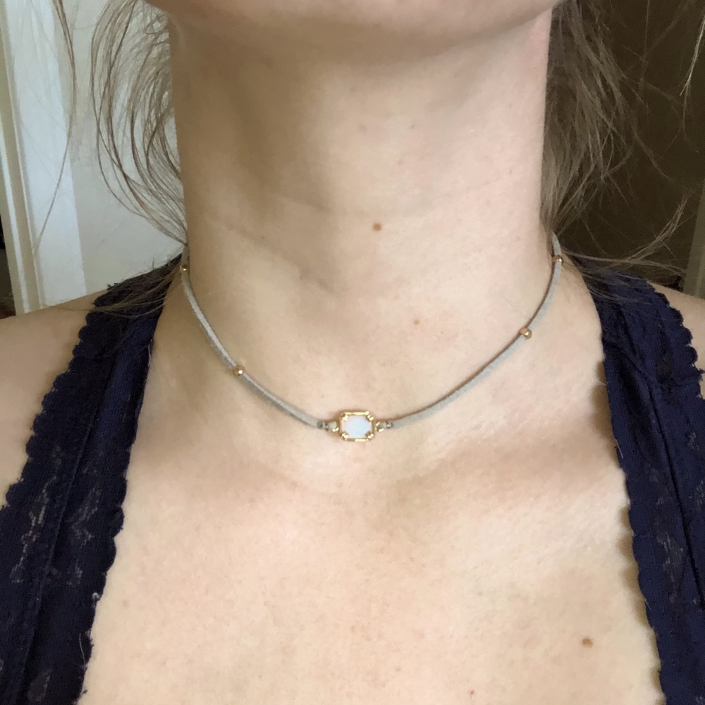 Gray suede choker